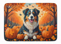 Australian Shepherd Terrier Fall Memory Foam Kitchen Mat Machine Washable Anti-Fatigue Cushion Comfort Bath or Kitchen Rug