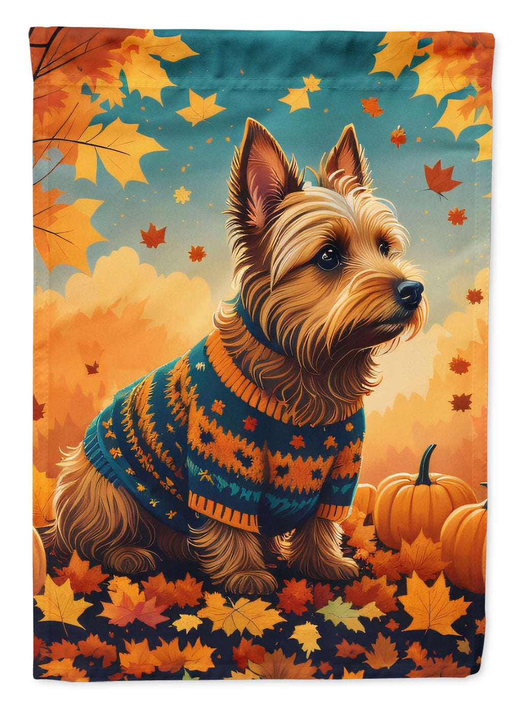 Australian Terrier Terrier Fall House Flag 28x40 Porch Sleeve Pole Decorative Outside Yard Banner Artwork Wall Hanging, Polyester