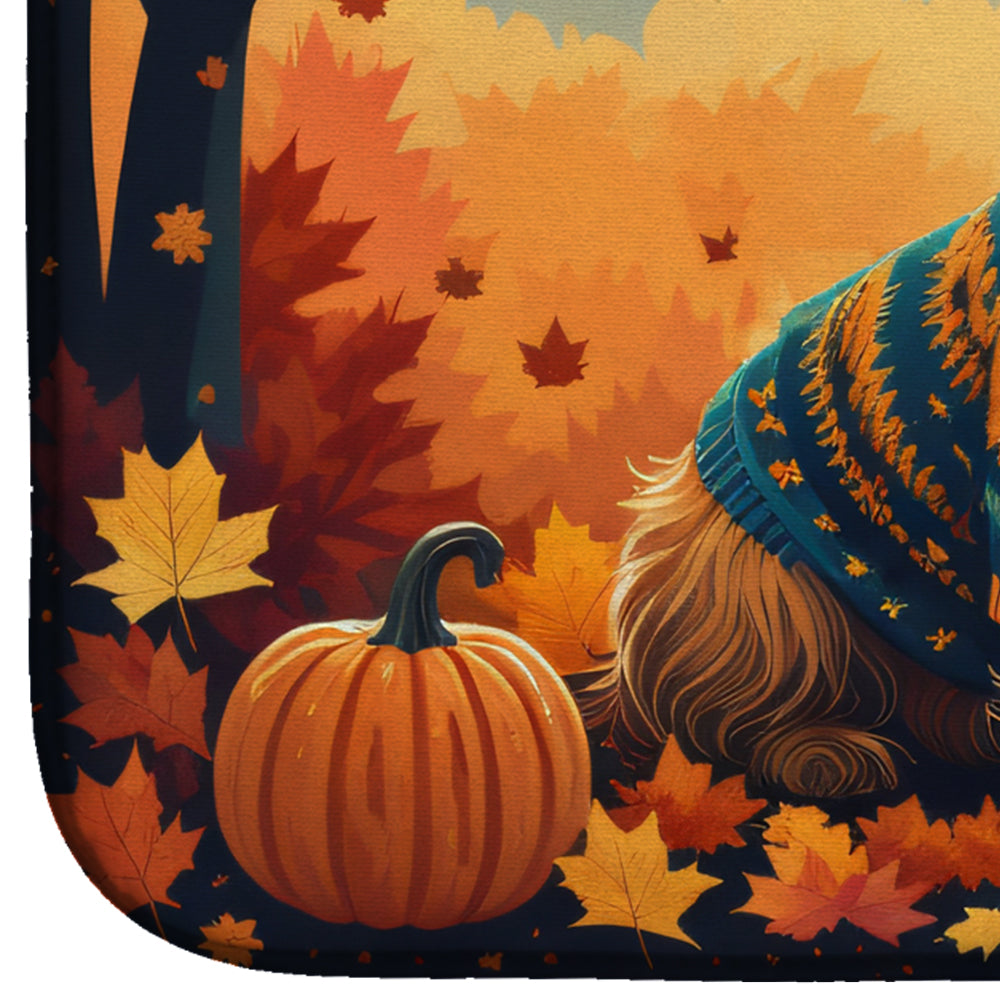 Australian Terrier Terrier Fall Dish Drying Mat Absorbent Dish Drying Mat Pad for Kitchen Counter Dish Drainer Mat for Countertop, 14 x 21", Multicolor