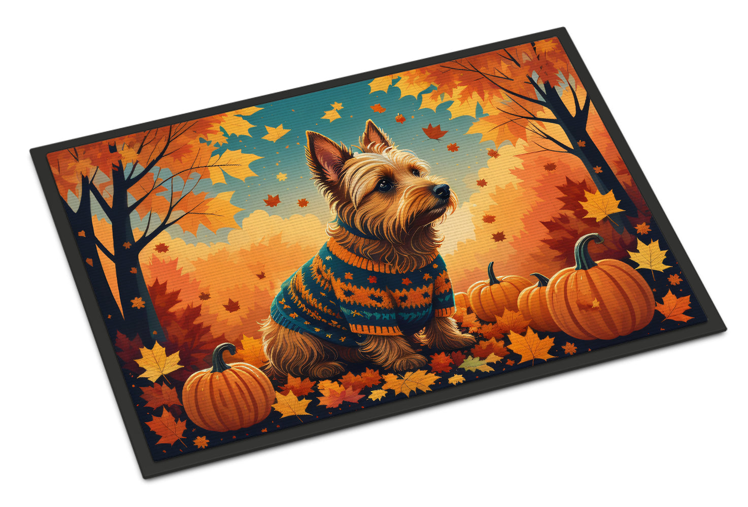 Australian Terrier Terrier Fall Doormat Indoor Outdoor 24H X 36W Front Door Mat Rugs for Entryway, Non Slip Washable Low Pile,