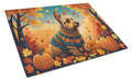 Australian Terrier Terrier Fall Cutting Board Tempered Glass Kitchen Cutting Surface, Heat Resistant Chopping, Non-Slip Feet, Food Prep & Serving