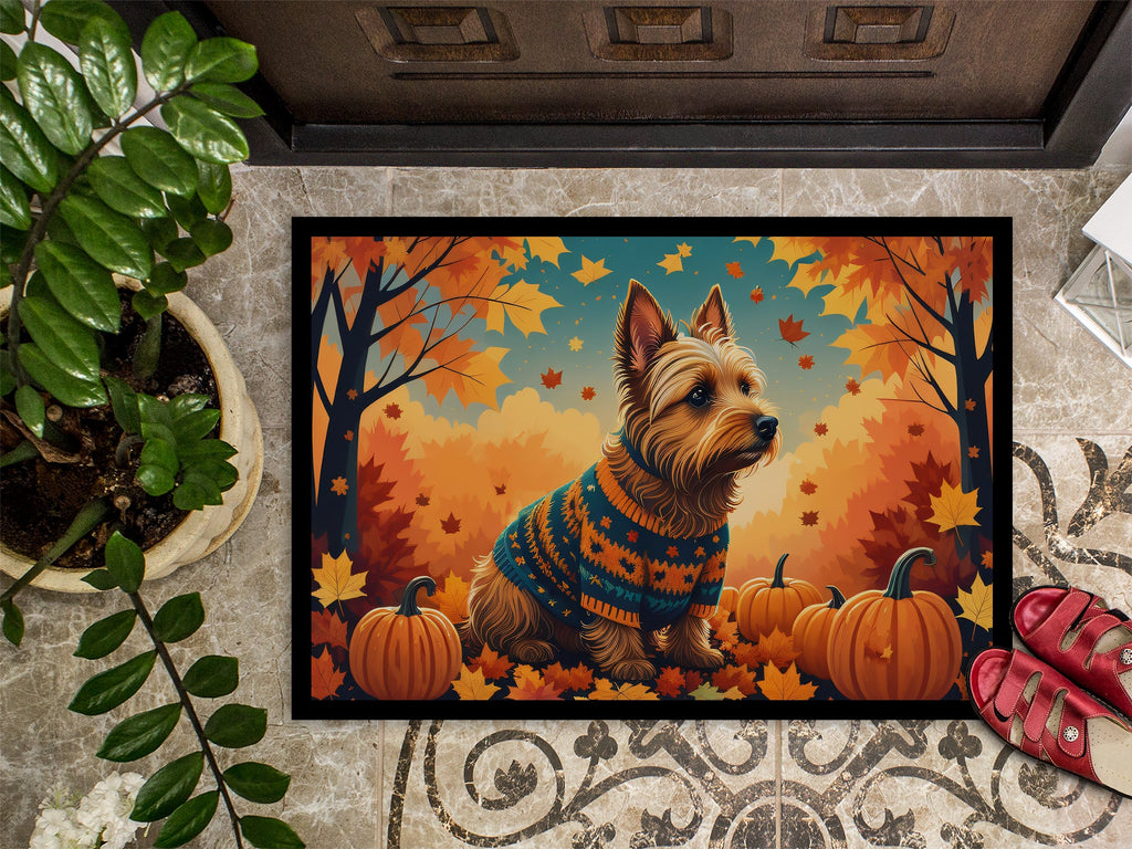 Australian Terrier Terrier Fall Doormat Indoor Outdoor 18H X 27W Front Door Mat Rugs for Entryway, Non Slip Washable
