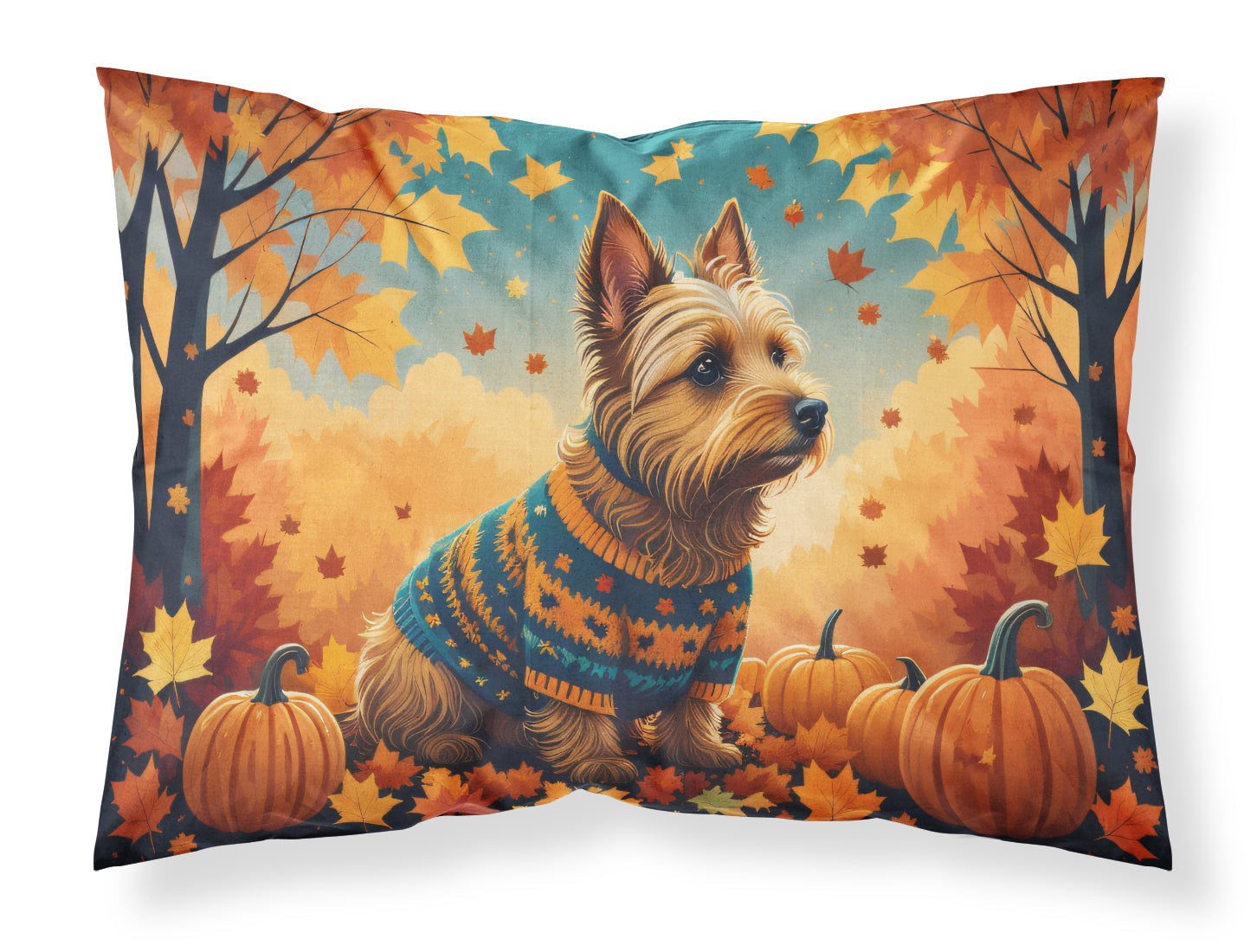Australian Terrier Terrier Fall Standard Pillowcase Lightweight Super Soft Easy Care Decorative Artwork Pillowcase, Standard