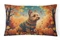 Australian Terrier Terrier Fall Decorative Throw Pillow 12x16 Indoor Outdoor Accent Cushion, Fabric Cover with Insert for Sofa, Bed, Porch & Living Room
