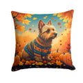 Australian Terrier Terrier Fall Decorative Throw Pillow 14x14 Indoor Outdoor Accent Cushion, Fabric Cover with Insert for Sofa, Bed, Porch & Living Room