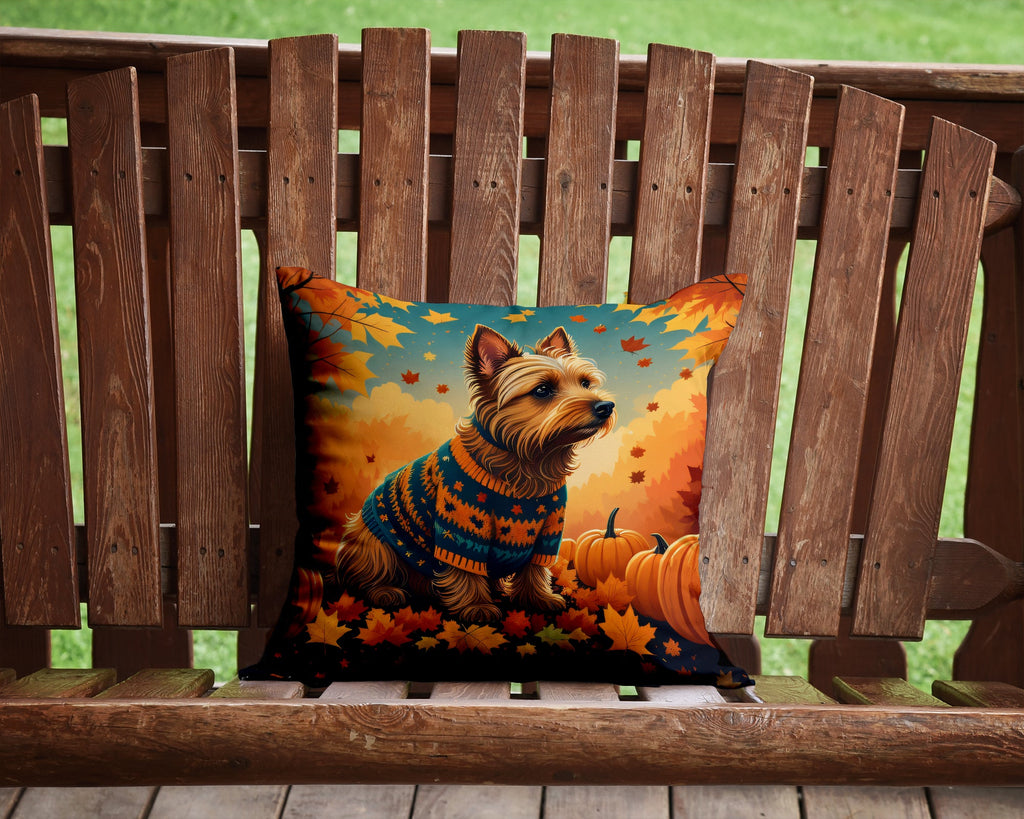 Australian Terrier Terrier Fall Decorative Throw Pillow 14x14 Indoor Outdoor Accent Cushion, Fabric Cover with Insert for Sofa, Bed, Porch & Living Room