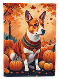 Red Basenji Fall House Flag 28x40 Porch Sleeve Pole Decorative Outside Yard Banner Artwork Wall Hanging, Polyester