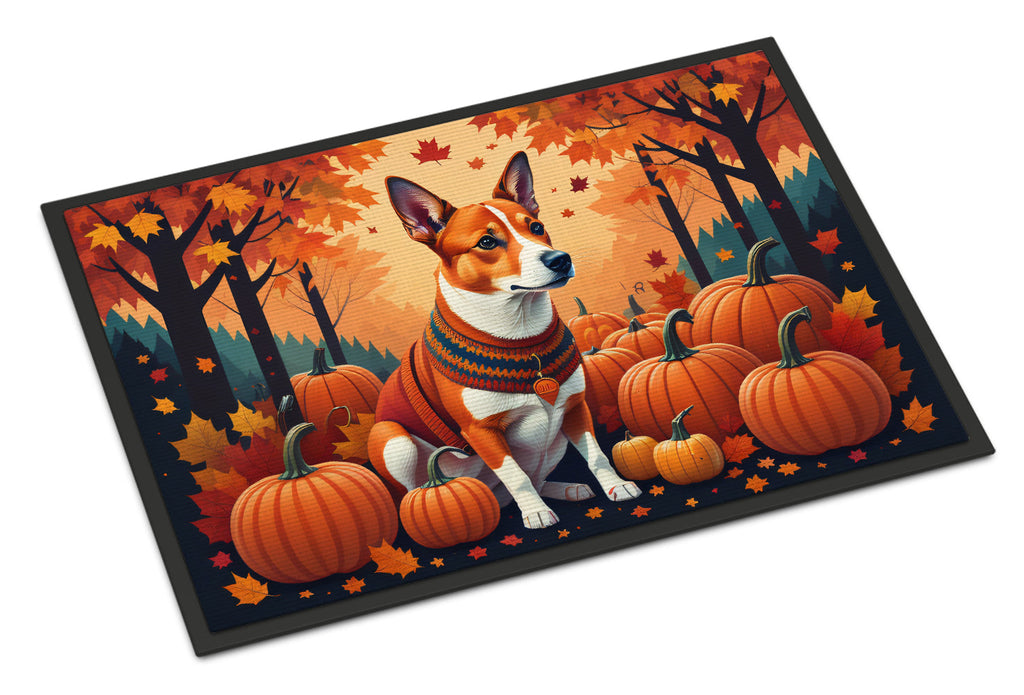 Red Basenji Fall Doormat Indoor Outdoor 24H X 36W Front Door Mat Rugs for Entryway, Non Slip Washable Low Pile,