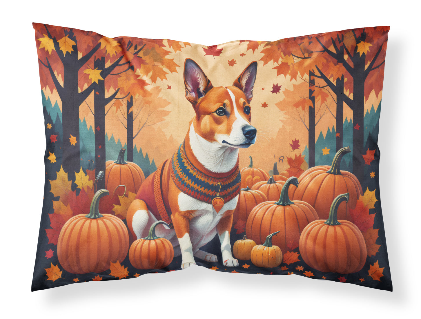 Red Basenji Fall Standard Pillowcase Lightweight Super Soft Easy Care Decorative Artwork Pillowcase, Standard