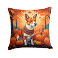 Red Basenji Fall Decorative Throw Pillow 14x14 Indoor Outdoor Accent Cushion, Fabric Cover with Insert for Sofa, Bed, Porch & Living Room