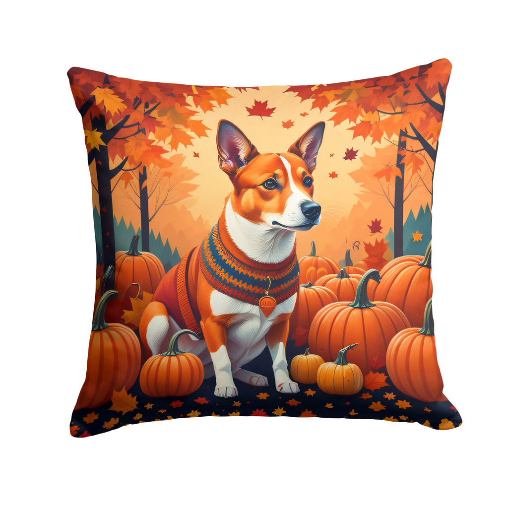 Red Basenji Fall Decorative Throw Pillow 18x18 Indoor Outdoor Accent Cushion, Fabric Cover with Insert for Sofa, Bed, Porch & Living Room