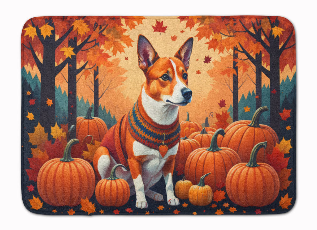 Red Basenji Fall Memory Foam Kitchen Mat Machine Washable Anti-Fatigue Cushion Comfort Bath or Kitchen Rug