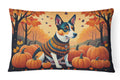 Basenji Fall Decorative Throw Pillow 12x16 Indoor Outdoor Accent Cushion, Fabric Cover with Insert for Sofa, Bed, Porch & Living Room