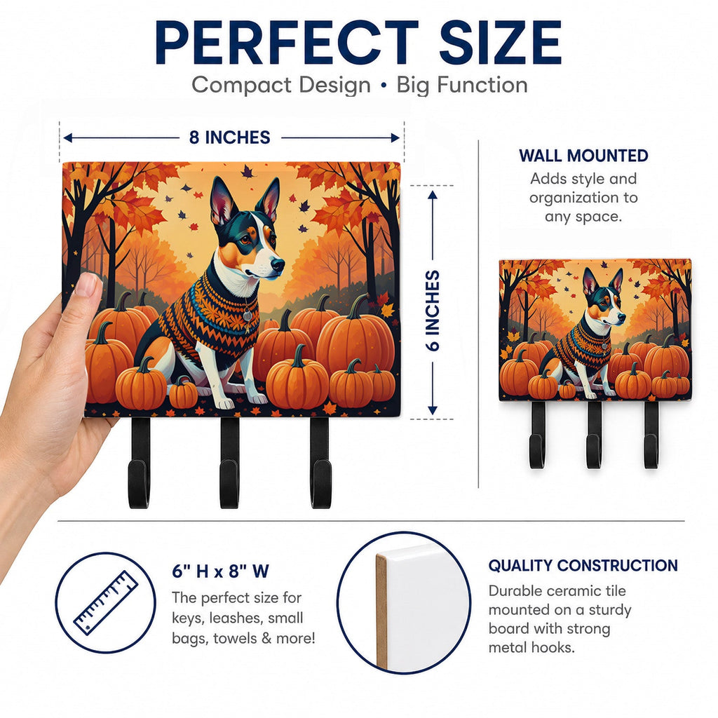 Basenji Fall Leash or Key Holder Wall Hooks, Coat Rack Wall Mount, for Hanging Keys, Towels, Aprons, Leashes