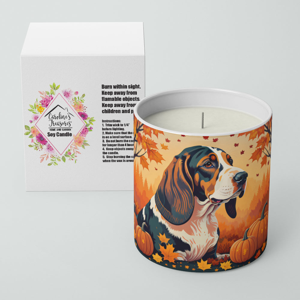 Basset Hound Fall Decorative Soy Candle Nature Soy Wax Essential Oil Home Decor Ideal for Bedroom Kitchen Bath Office Gift, 10 oz
