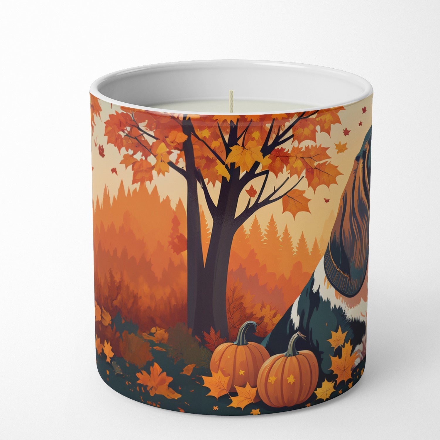 Basset Hound Fall Decorative Soy Candle Nature Soy Wax Essential Oil Home Decor Ideal for Bedroom Kitchen Bath Office Gift, 10 oz