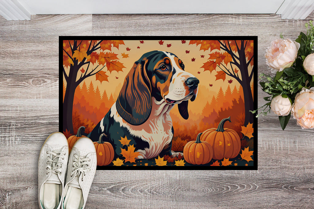 Basset Hound Fall Doormat Indoor Outdoor 24H X 36W Front Door Mat Rugs for Entryway, Non Slip Washable Low Pile,