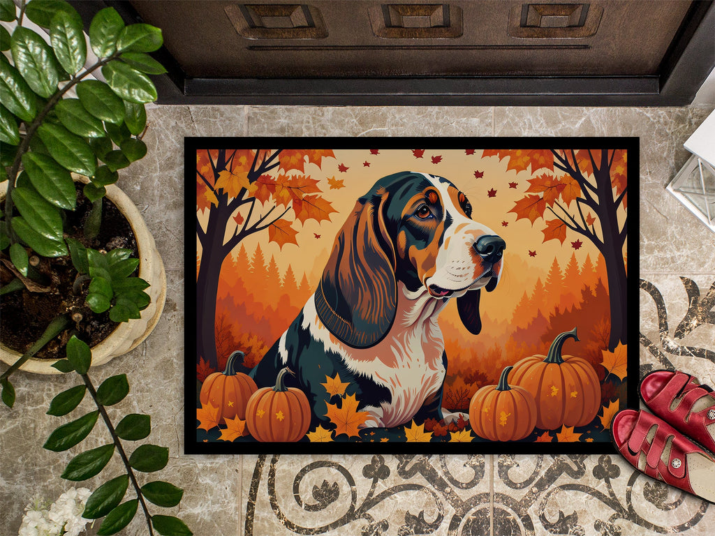 Basset Hound Fall Doormat Indoor Outdoor 24H X 36W Front Door Mat Rugs for Entryway, Non Slip Washable Low Pile,