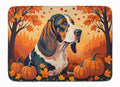 Basset Hound Fall Memory Foam Kitchen Mat Machine Washable Anti-Fatigue Cushion Comfort Bath or Kitchen Rug