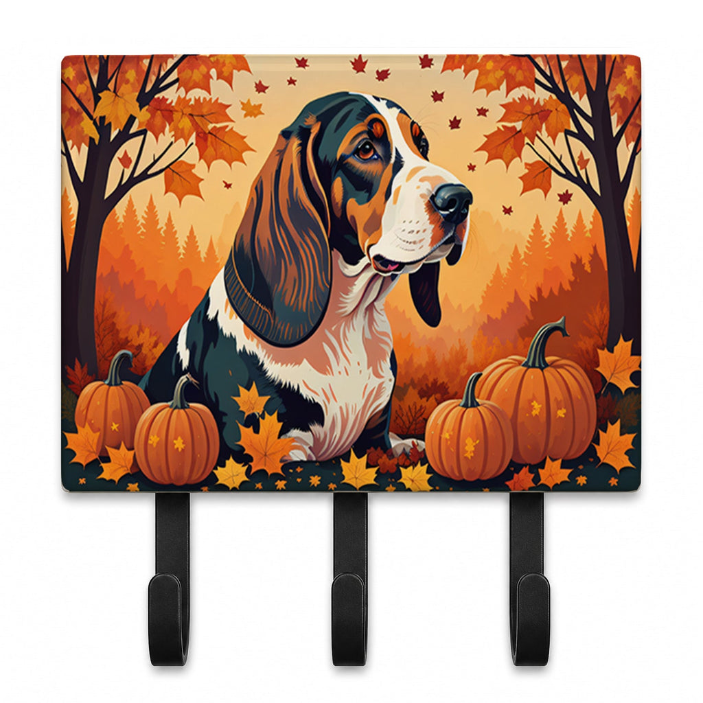 Basset Hound Fall Leash or Key Holder Wall Hooks, Coat Rack Wall Mount, for Hanging Keys, Towels, Aprons, Leashes