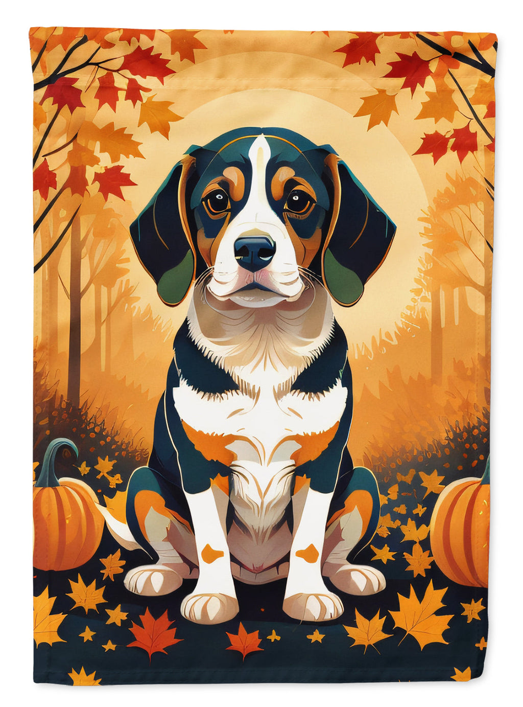 Beagle Fall House Flag 28x40 Porch Sleeve Pole Decorative Outside Yard Banner Artwork Wall Hanging, Polyester