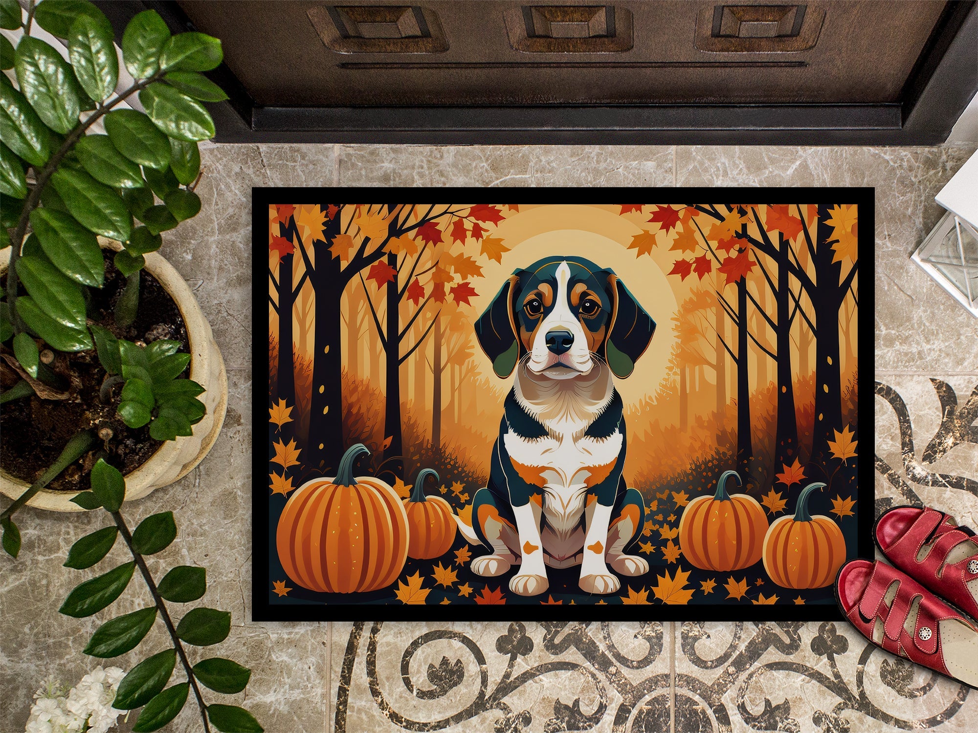 Beagle Fall Doormat Indoor Outdoor 18H X 27W Front Door Mat Rugs for Entryway, Non Slip Washable