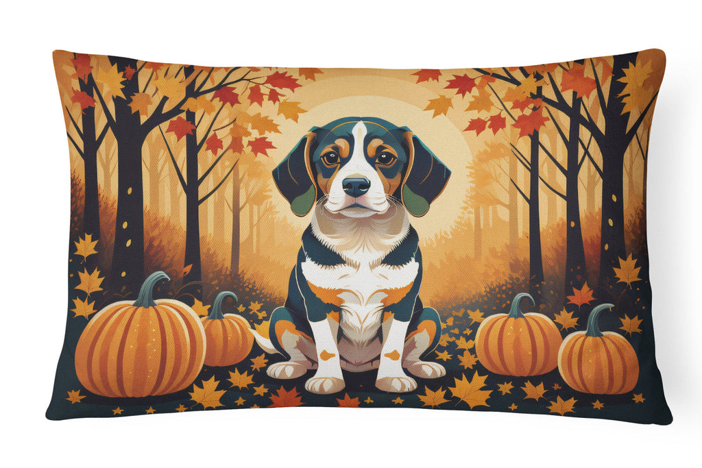 Beagle Fall Decorative Throw Pillow 12x16 Indoor Outdoor Accent Cushion, Fabric Cover with Insert for Sofa, Bed, Porch & Living Room