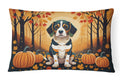 Beagle Fall Decorative Throw Pillow 12x16 Indoor Outdoor Accent Cushion, Fabric Cover with Insert for Sofa, Bed, Porch & Living Room
