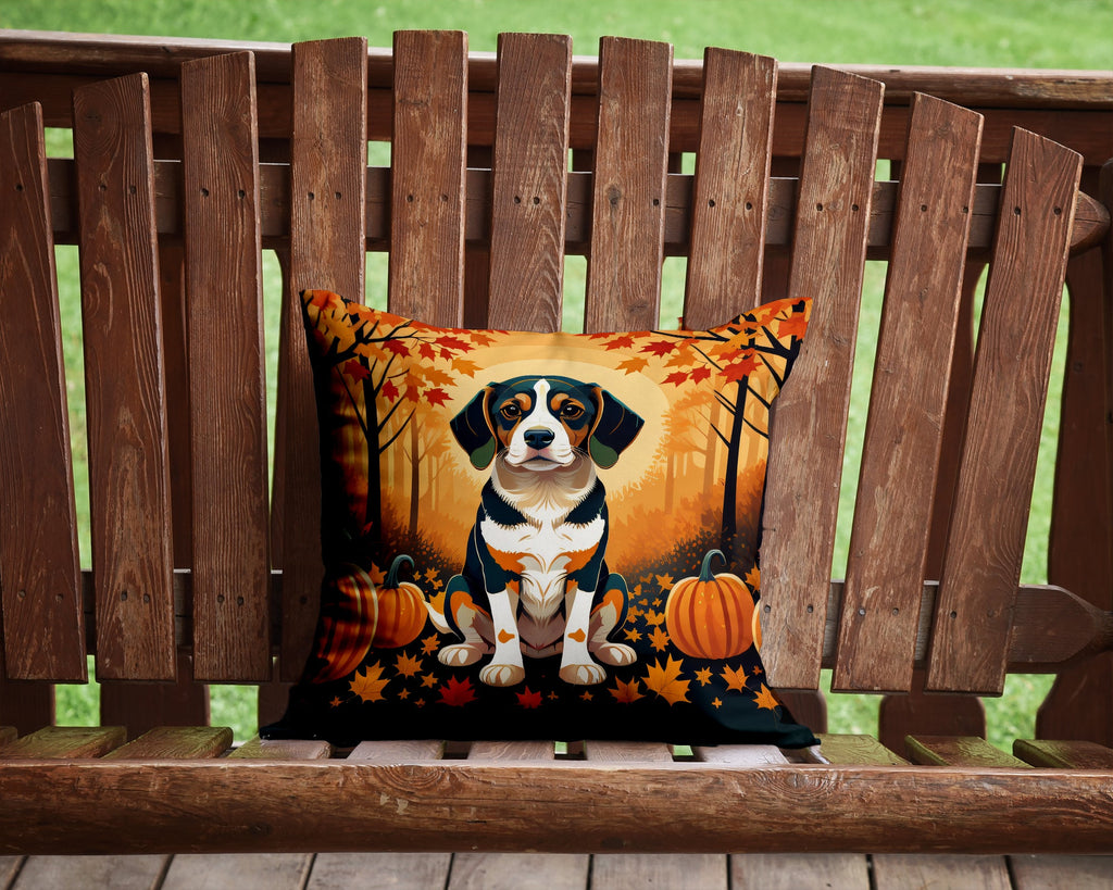 Beagle Fall Decorative Throw Pillow 14x14 Indoor Outdoor Accent Cushion, Fabric Cover with Insert for Sofa, Bed, Porch & Living Room