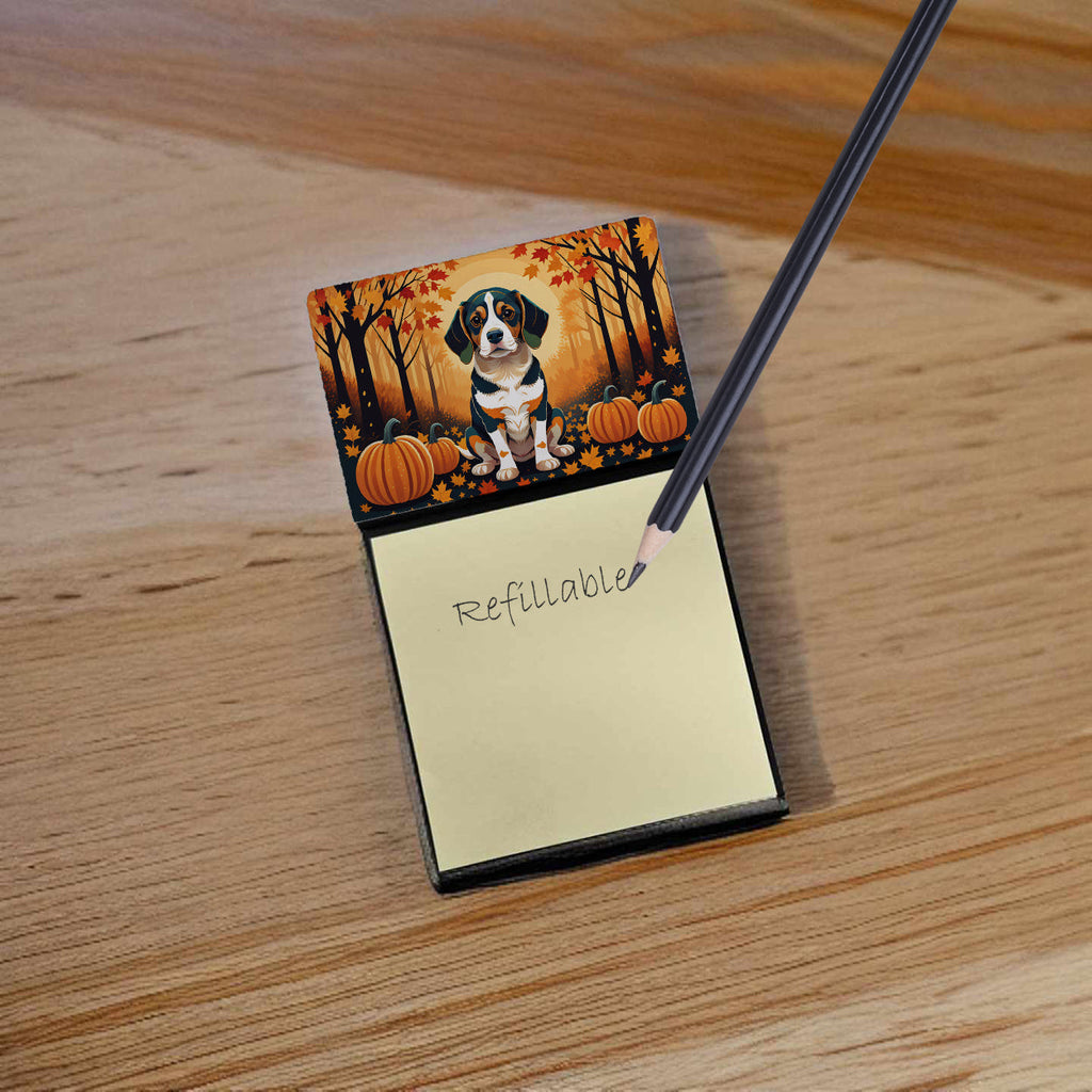Beagle Fall Watercolor Sticky Note Holder Refillable Dispenser Desk Accessory 3x3 Pad Gift