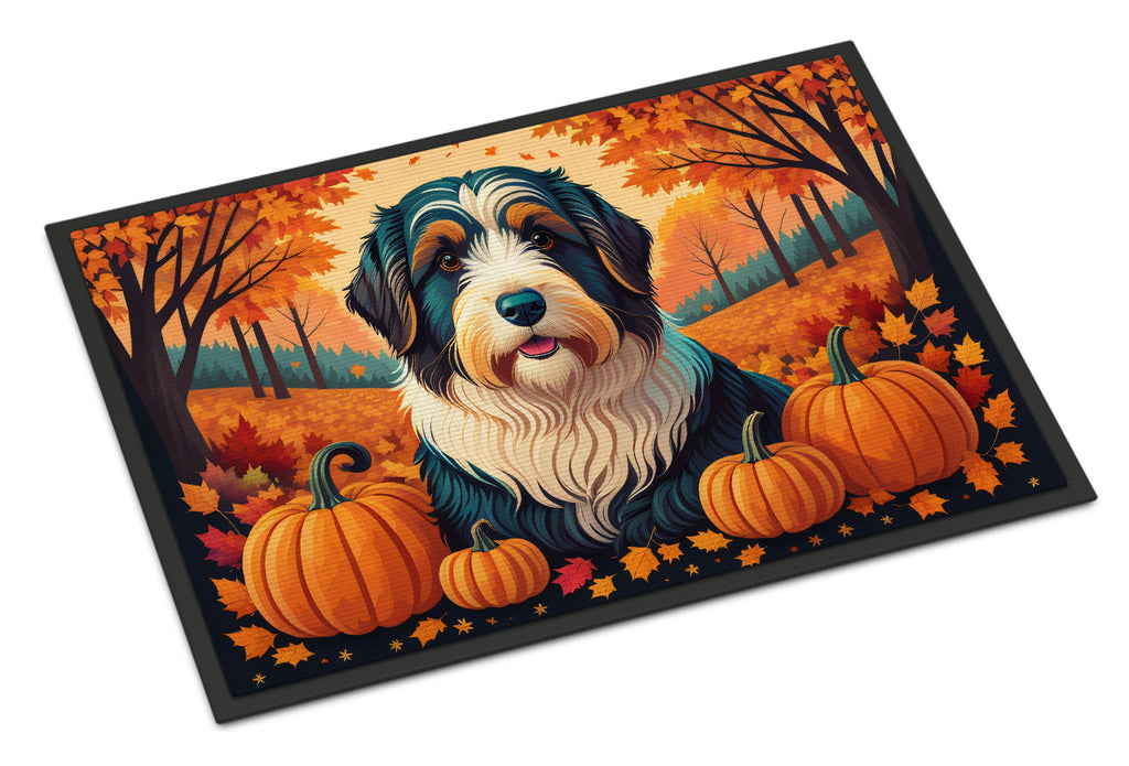 Bearded Collie Fall Doormat Indoor Outdoor 24H X 36W Front Door Mat Rugs for Entryway, Non Slip Washable Low Pile,