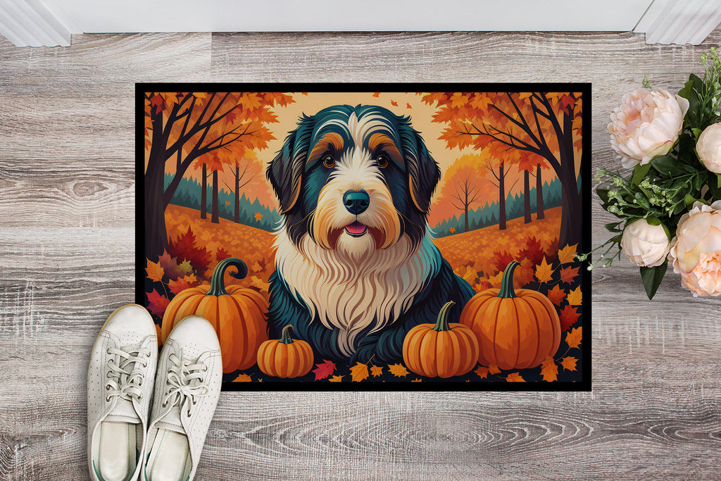 Bearded Collie Fall Doormat Indoor Outdoor 18H X 27W Front Door Mat Rugs for Entryway, Non Slip Washable