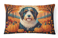 Bearded Collie Fall Decorative Throw Pillow 12x16 Indoor Outdoor Accent Cushion, Fabric Cover with Insert for Sofa, Bed, Porch & Living Room