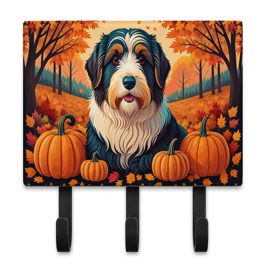 Bearded Collie Fall Leash or Key Holder Wall Hooks, Coat Rack Wall Mount, for Hanging Keys, Towels, Aprons, Leashes