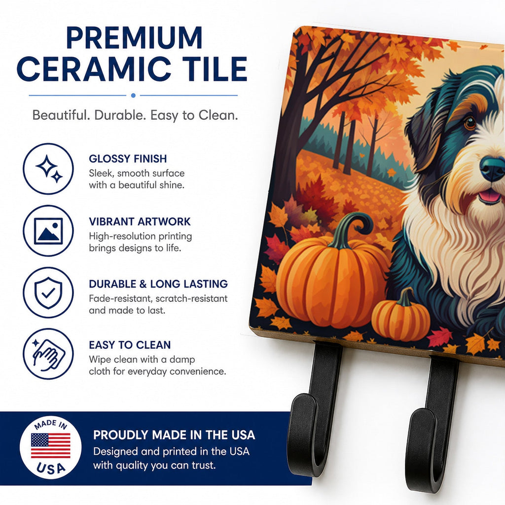 Bearded Collie Fall Leash or Key Holder Wall Hooks, Coat Rack Wall Mount, for Hanging Keys, Towels, Aprons, Leashes
