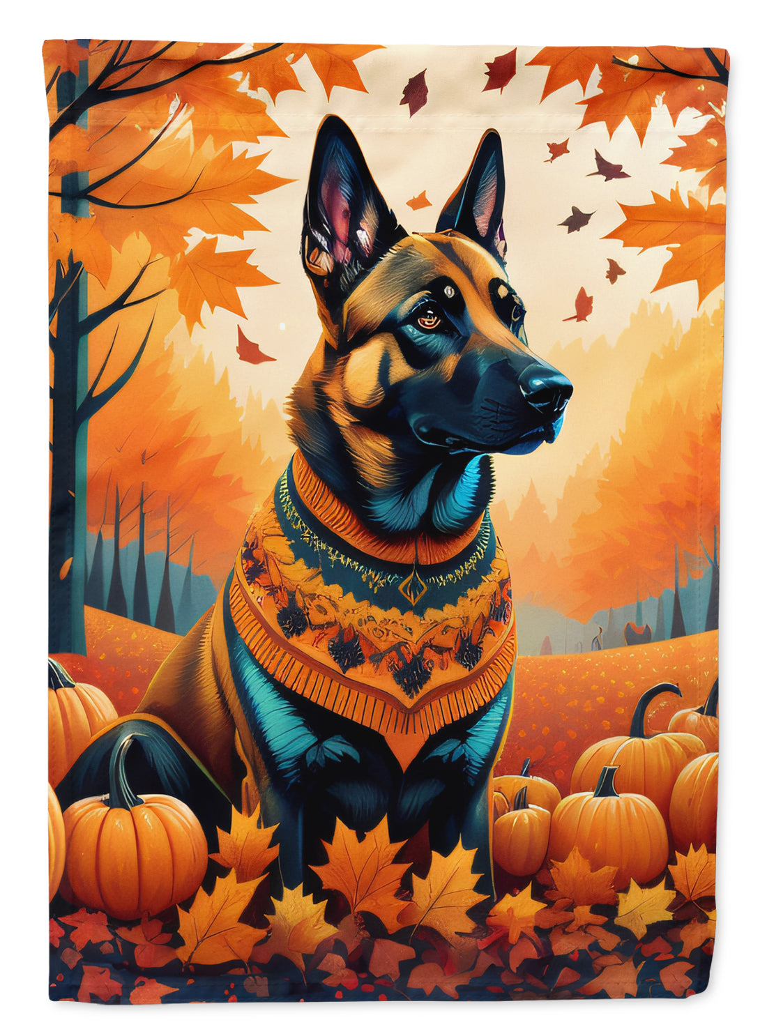 Belgian Malinois Fall House Flag 28x40 Porch Sleeve Pole Decorative Outside Yard Banner Artwork Wall Hanging, Polyester