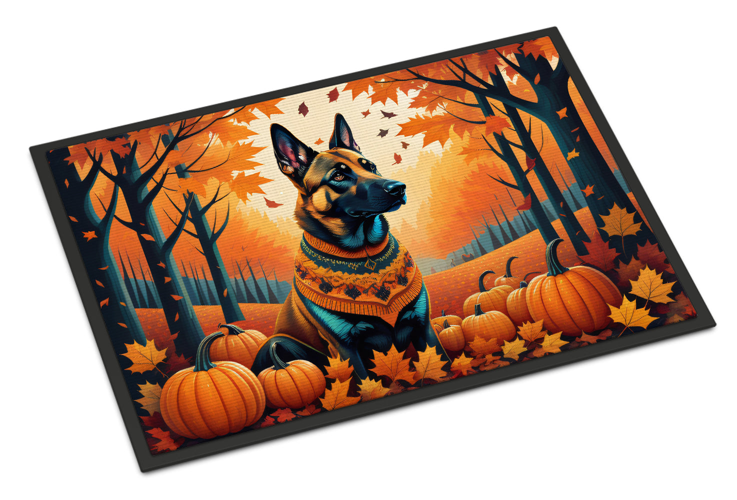 Belgian Malinois Fall Doormat Indoor Outdoor 24H X 36W Front Door Mat Rugs for Entryway, Non Slip Washable Low Pile,