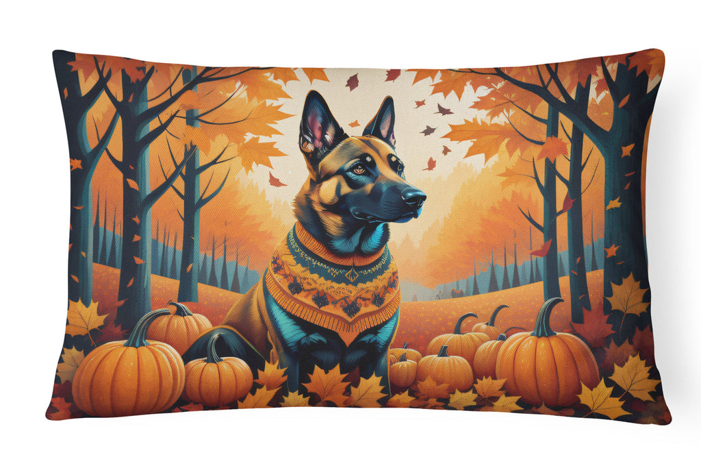 Belgian Malinois Fall Decorative Throw Pillow 12x16 Indoor Outdoor Accent Cushion, Fabric Cover with Insert for Sofa, Bed, Porch & Living Room