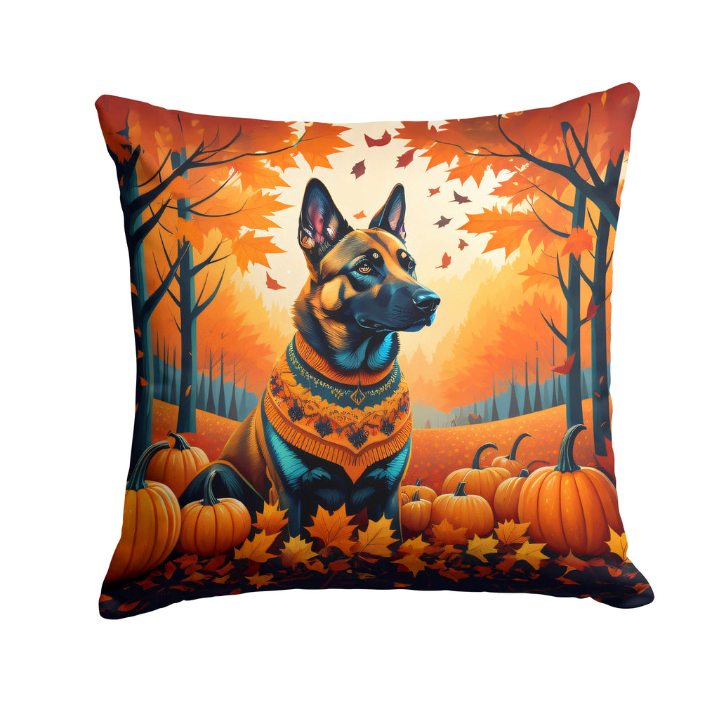 Belgian Malinois Fall Decorative Throw Pillow 18x18 Indoor Outdoor Accent Cushion, Fabric Cover with Insert for Sofa, Bed, Porch & Living Room