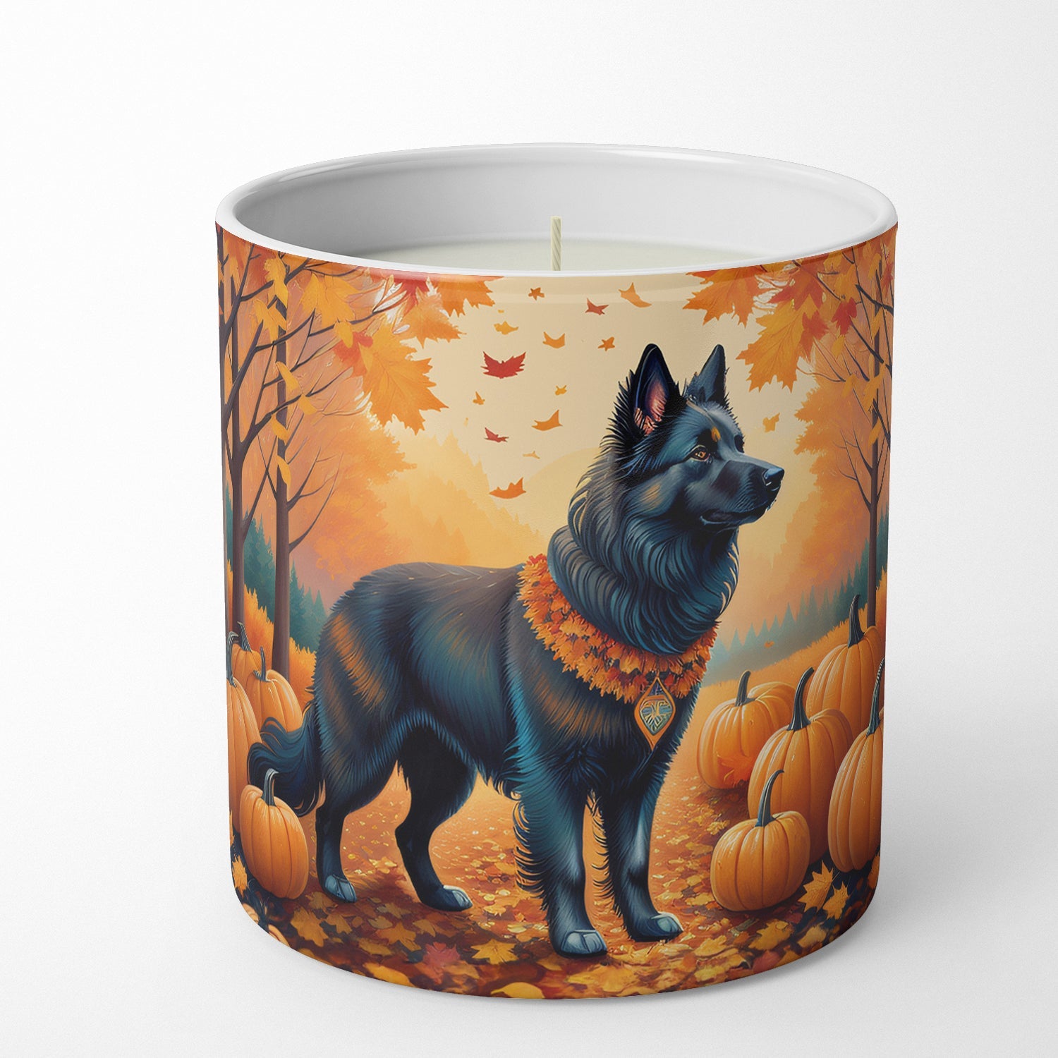 Belgian Sheepdog Fall Decorative Soy Candle Nature Soy Wax Essential Oil Home Decor Ideal for Bedroom Kitchen Bath Office Gift, 10 oz