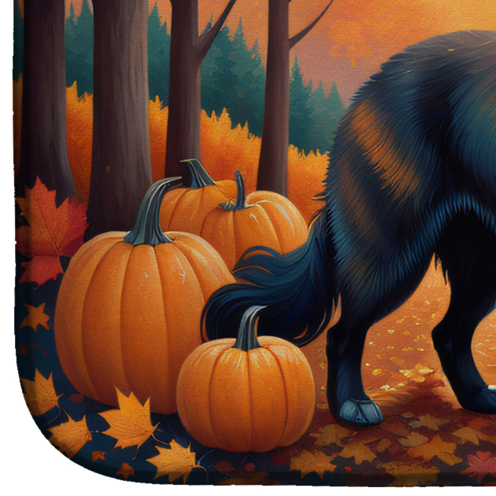 Belgian Sheepdog Fall Dish Drying Mat Absorbent Dish Drying Mat Pad for Kitchen Counter Dish Drainer Mat for Countertop, 14 x 21", Multicolor