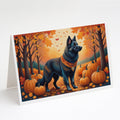 Belgian Sheepdog Fall Greeting Cards Pack of 8 Blank Cards with Envelopes Whimsical A7 Size 5x7