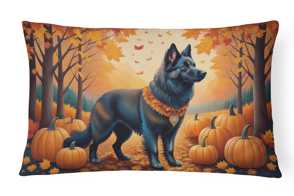 Belgian Sheepdog Fall Decorative Throw Pillow 12x16 Indoor Outdoor Accent Cushion, Fabric Cover with Insert for Sofa, Bed, Porch & Living Room