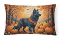 Belgian Sheepdog Fall Decorative Throw Pillow 12x16 Indoor Outdoor Accent Cushion, Fabric Cover with Insert for Sofa, Bed, Porch & Living Room