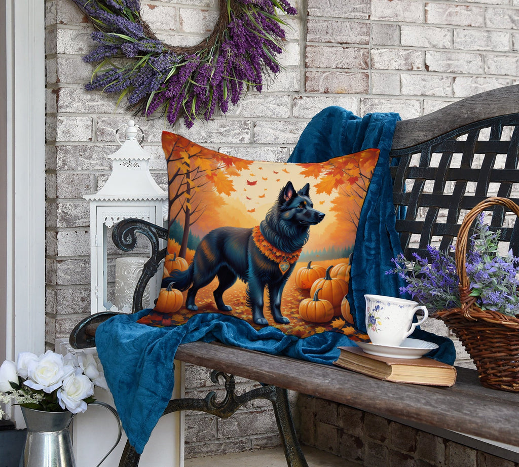 Belgian Sheepdog Fall Decorative Throw Pillow 18x18 Indoor Outdoor Accent Cushion, Fabric Cover with Insert for Sofa, Bed, Porch & Living Room