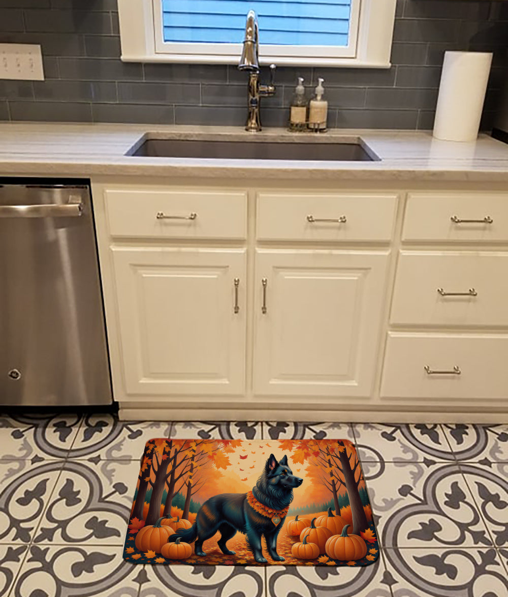 Belgian Sheepdog Fall Memory Foam Kitchen Mat Machine Washable Anti-Fatigue Cushion Comfort Bath or Kitchen Rug