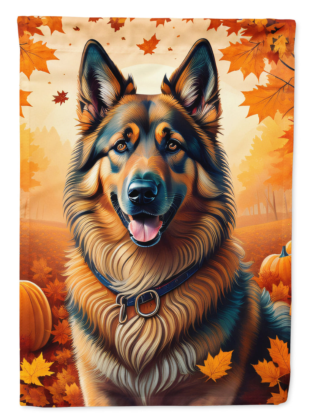 Belgian Tervuren Fall House Flag 28x40 Porch Sleeve Pole Decorative Outside Yard Banner Artwork Wall Hanging, Polyester