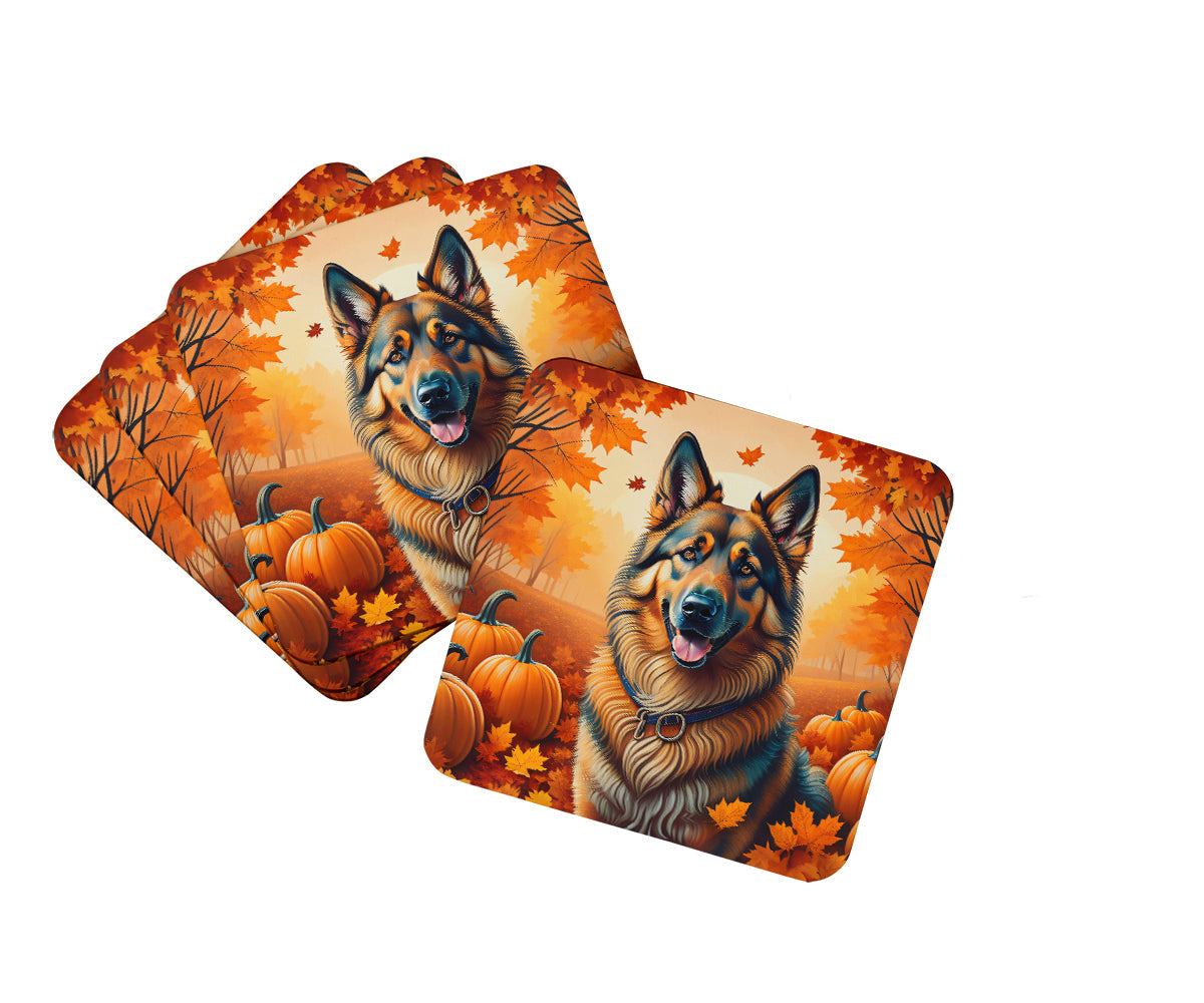 Belgian Tervuren Fall Foam Coasters Set of 4 Cup Coasters for Indoor Outdoor, Tabletop Protection, Anti Slip, Mouse pad Material
