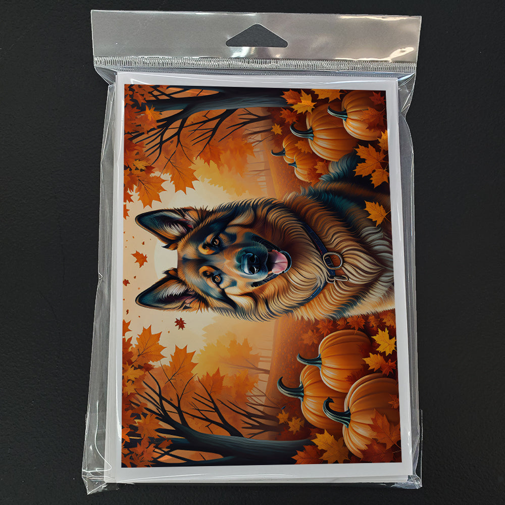 Belgian Tervuren Fall Greeting Cards Pack of 8 Blank Cards with Envelopes Whimsical A7 Size 5x7