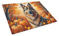 Belgian Tervuren Fall Cutting Board Tempered Glass Kitchen Cutting Surface, Heat Resistant Chopping, Non-Slip Feet, Food Prep & Serving